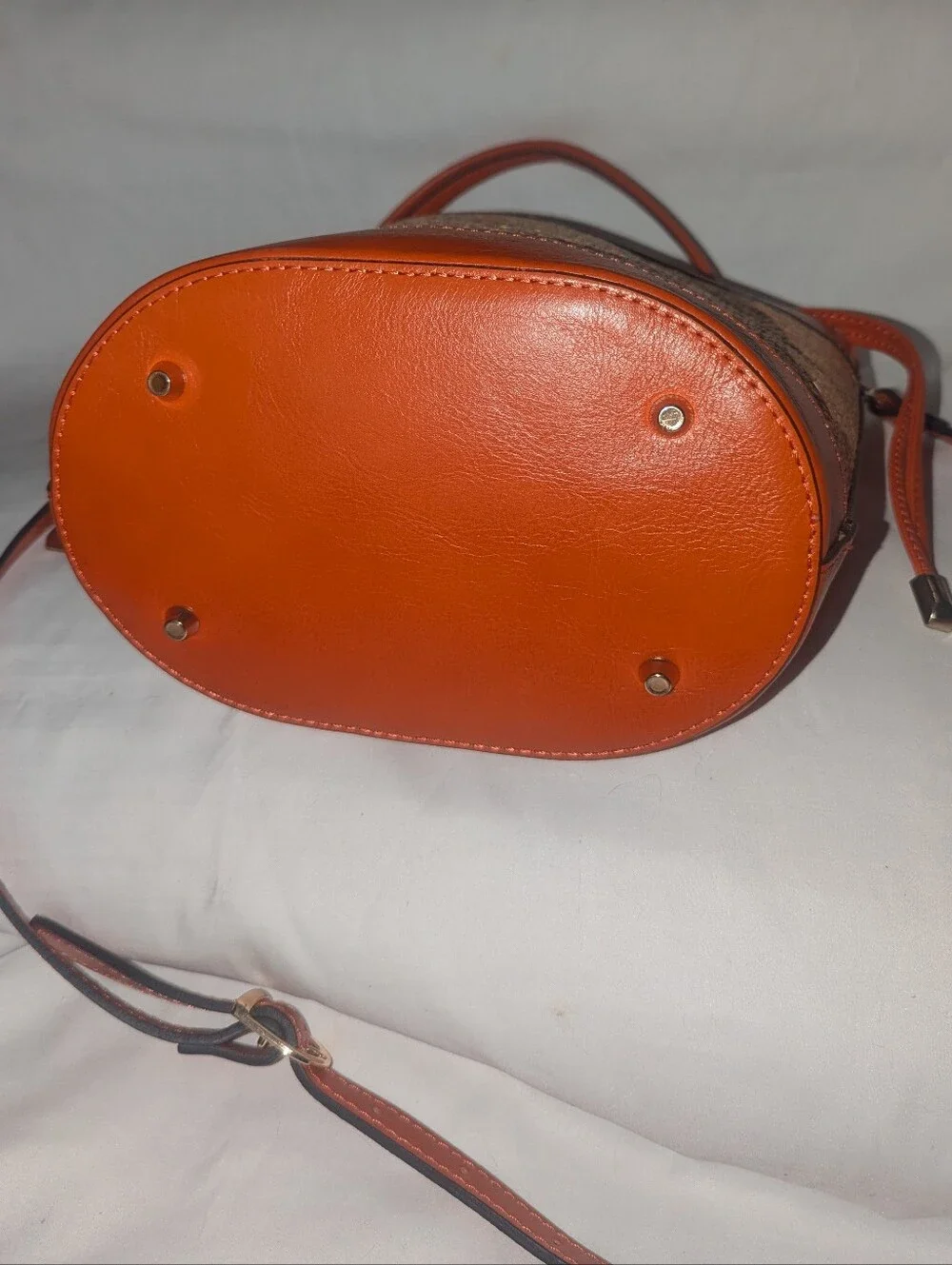 Divina Firenze Orange Woven Bucket Crossbody Bag.Made In Italy